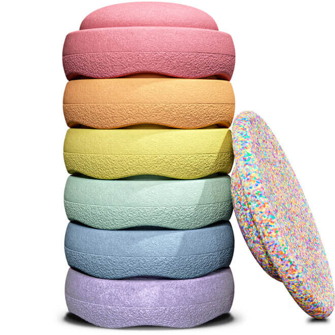 Stapelstenen pastel + balansbord 'Super Confetti' (7st)
