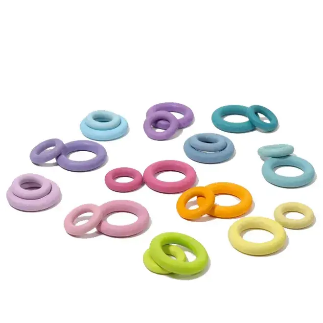 Houten ringen pastel (24st)