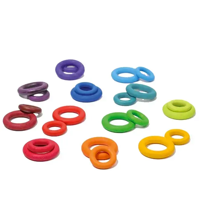 Houten ringen regenboog (24st)