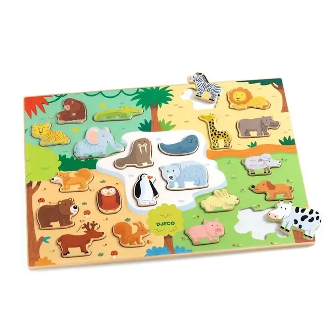 Houten puzzel dieren 2+