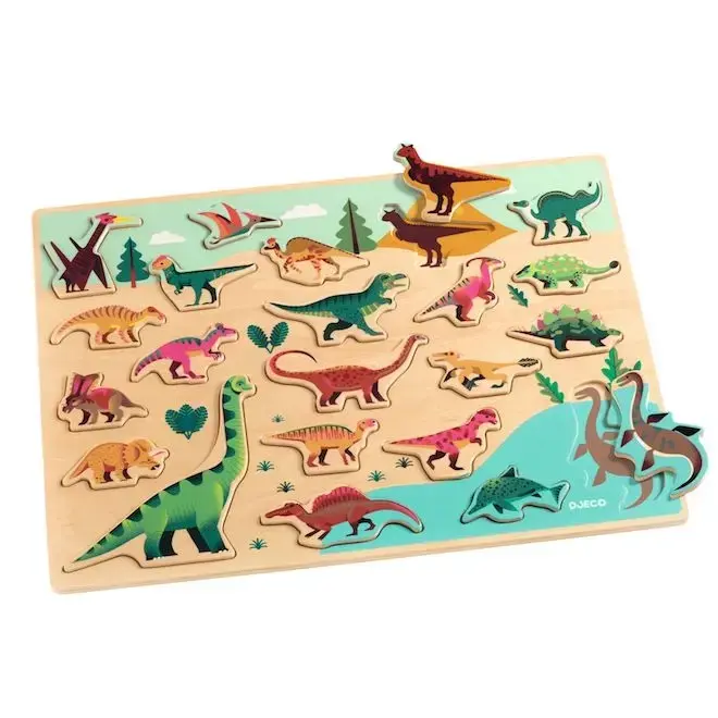 Houten puzzel dino's 2+