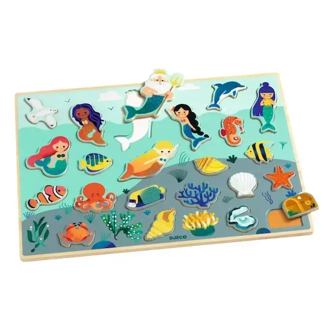 Houten puzzel zeemeerminnen 2+