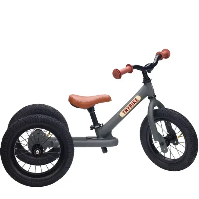 Loopfiets 2-in-1 mat grijs zwart