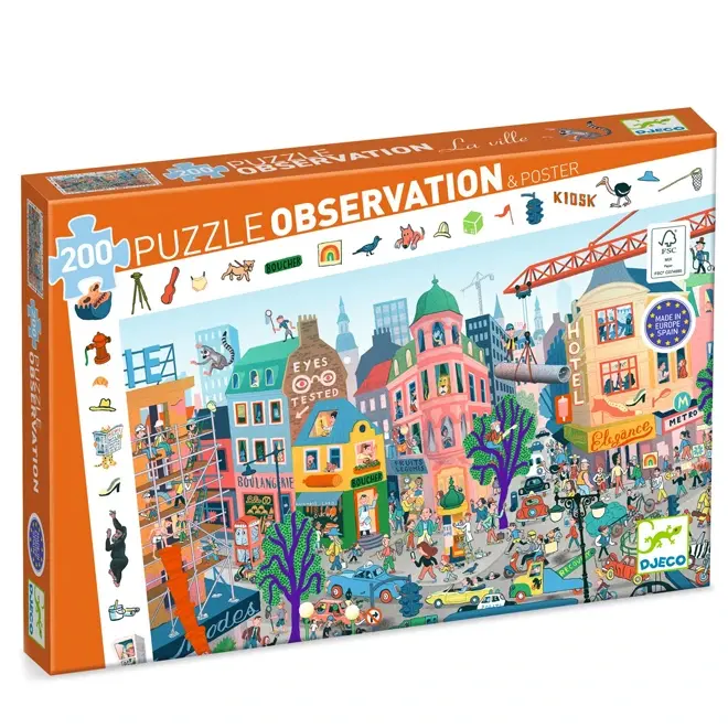 Djeco Puzzle Gigante Per Bambini | Tema Città | Grande Formato E Dettagliato