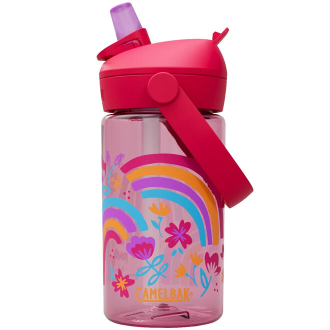 Drinkfles regenbogen & bloemen