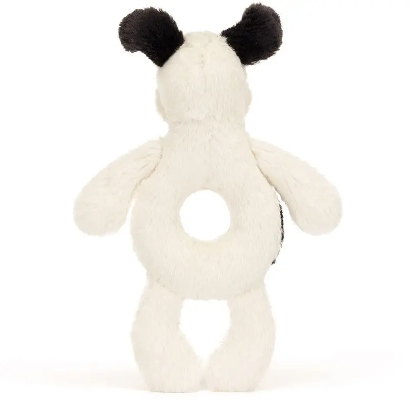 Jellycat Bashful Black & Cream Puppy Ring Rattle