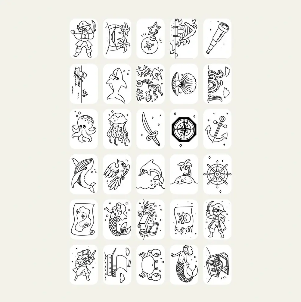 Kidydraw Mini Refil - Dieren & Piraten