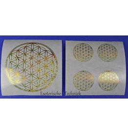 Esoterische Techniek Orgone Orgonite en Chembusters Stickers met goudkleurige geometrie en transparante achtergrond