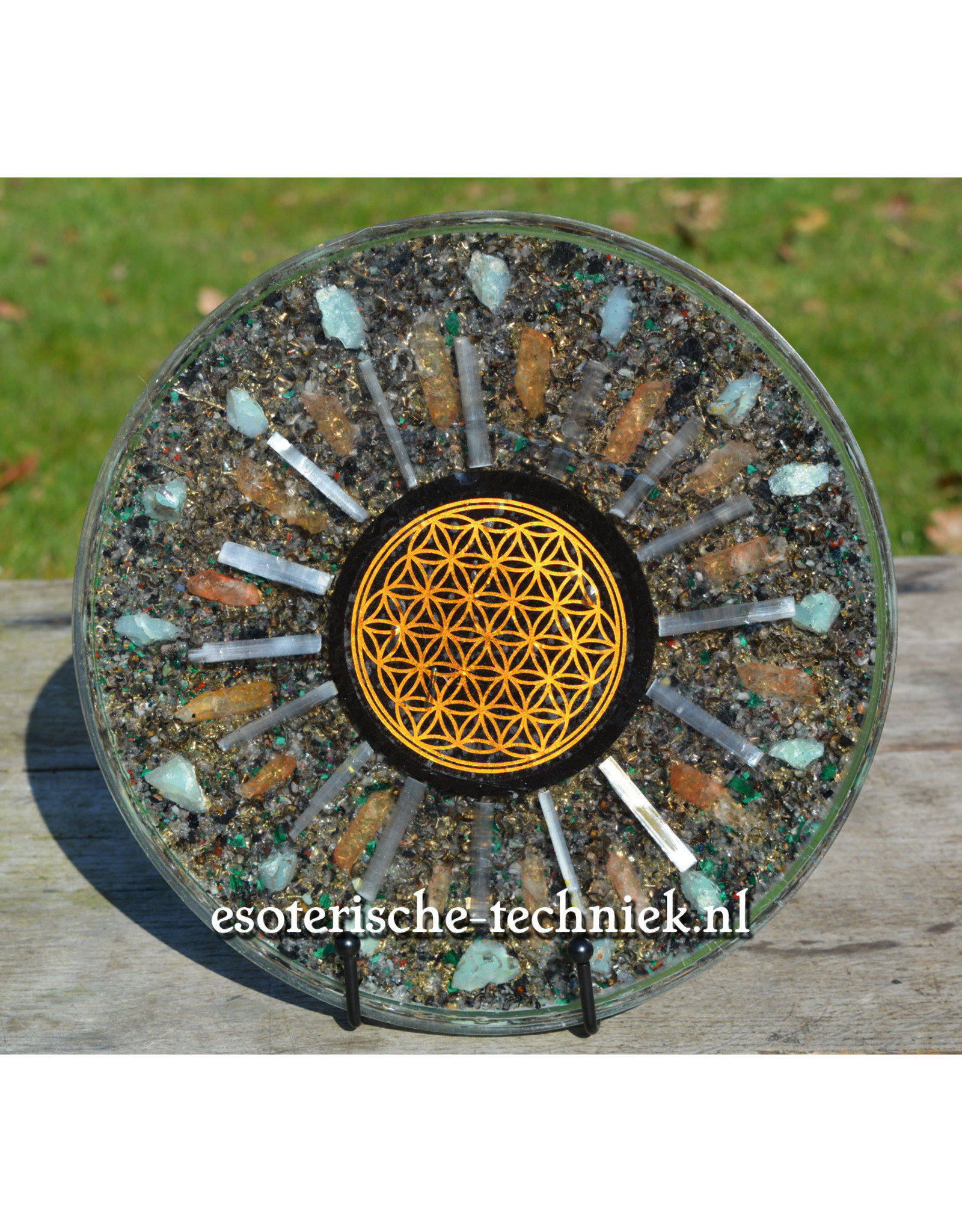 Orgonite Deco Art Shungite Selenite Golden Healer Lemurian & Flower of Life