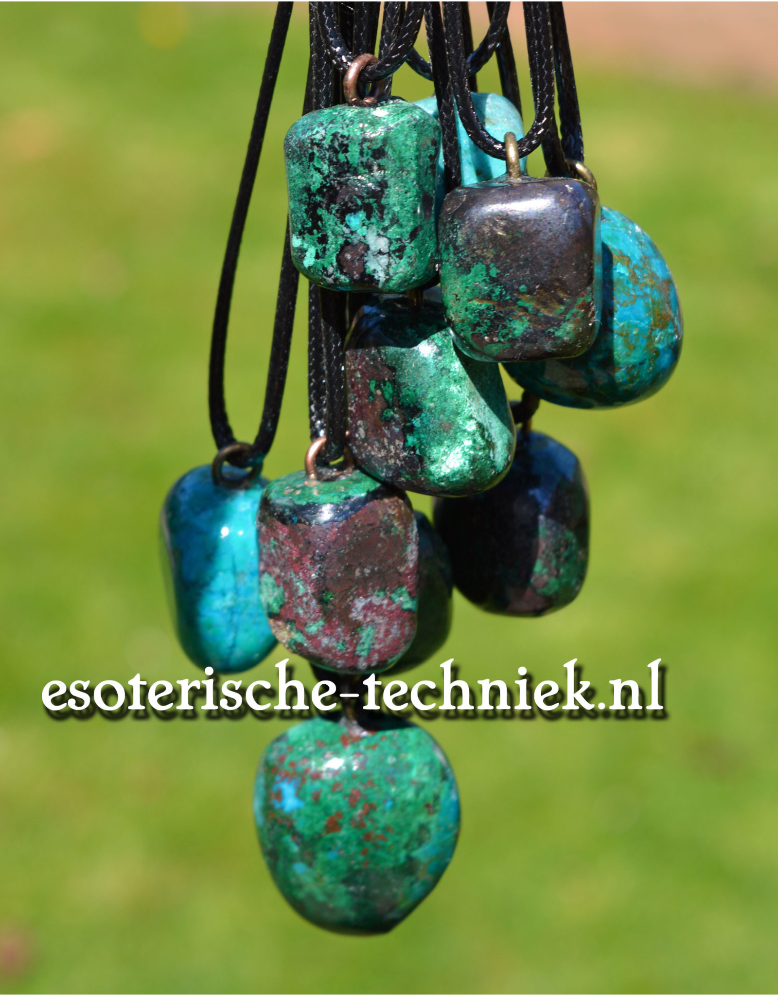 Orgone orgonite hanger edelsteen Chrysocolla met Cupriet, persoonlijke bescherming tegen verstorende energieën