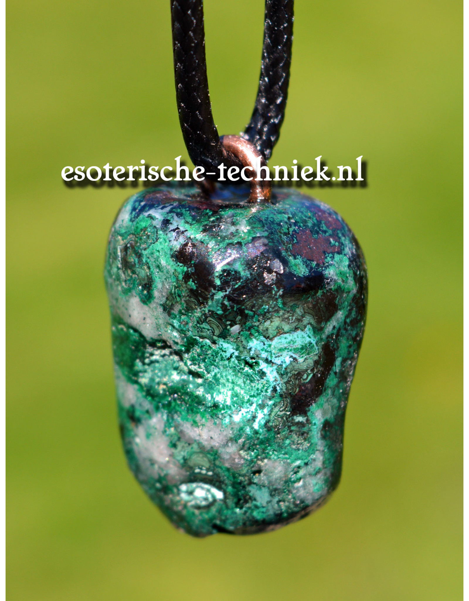 Orgone orgonite hanger edelsteen Chrysocolla met Cupriet, persoonlijke bescherming tegen verstorende energieën