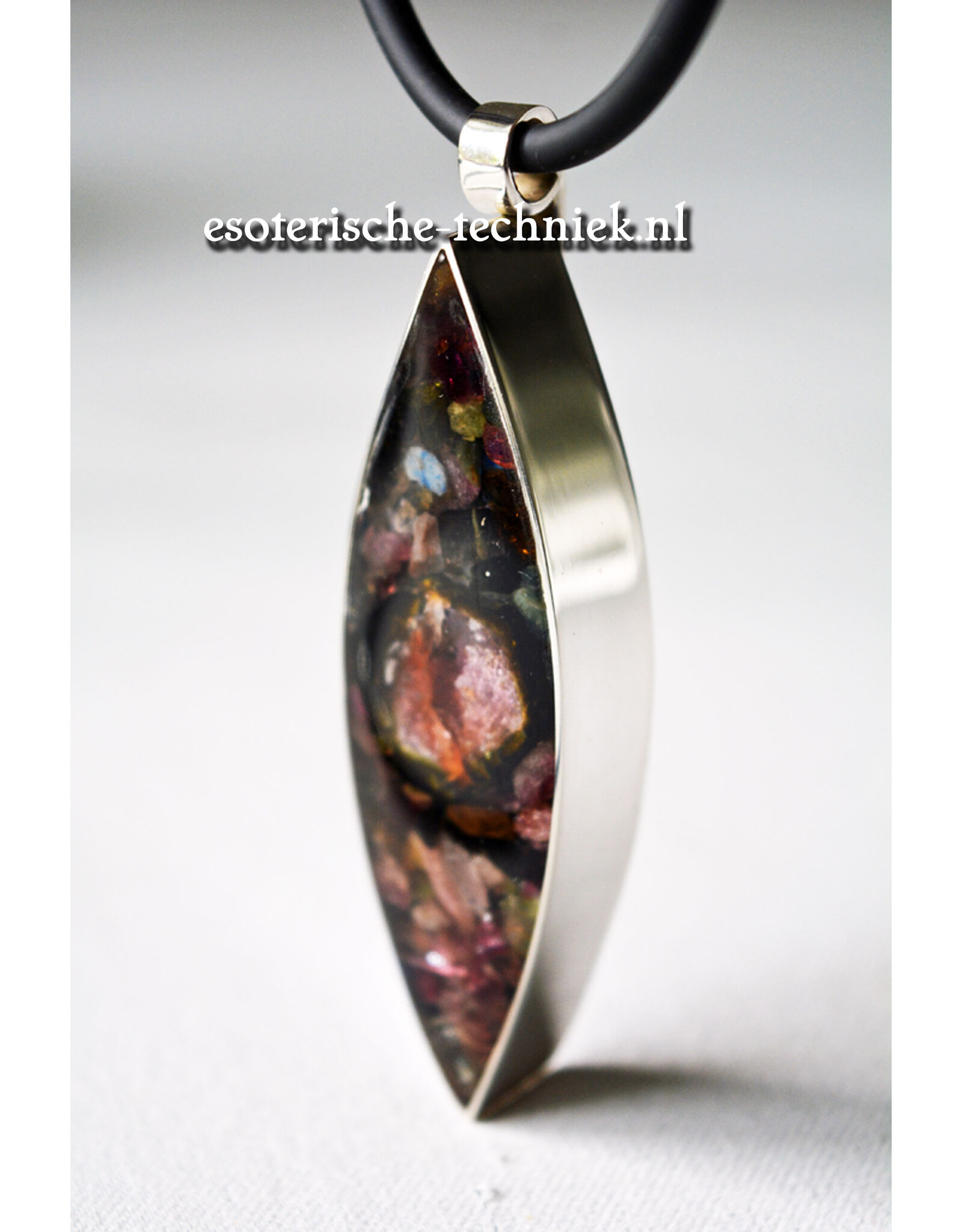 Orgone Orgonite hanger Sterling Zilver 925 met  Watermeloen Toermalijn,  Shungite, Herkimer diamant en Zwarte Toermalijn  Verkocht