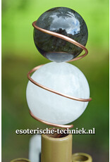 Orgone Chembuster Libisch Goud Tektiet-Lybian desert glass, Gele Fluoriet, Labradoriet, Bergkristal en Shungite