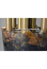 Orgone Chembuster Libisch Goud Tektiet-Lybian desert glass, Gele Fluoriet, Labradoriet, Bergkristal en Shungite