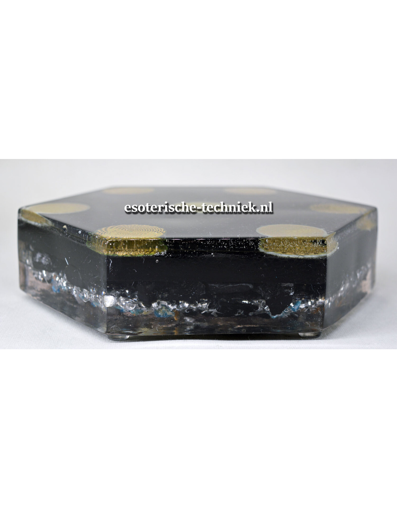 Orgone Orgonite Oplaadschijf hexagon Tesseract met Shungiet