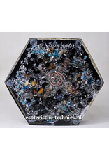 Orgone Orgonite Oplaadschijf hexagon met Shungiet en geometrische tesseract