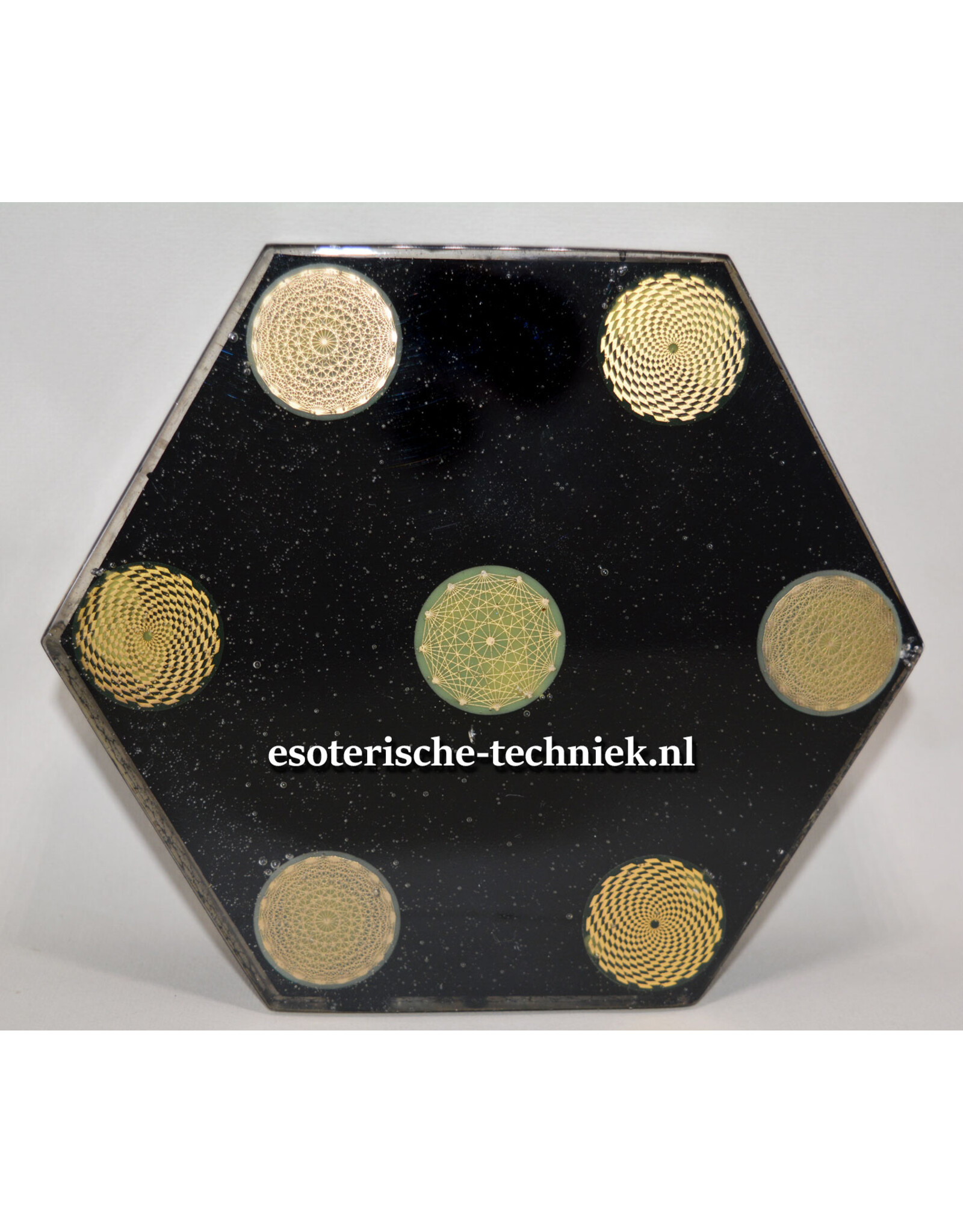 Orgone Orgonite Oplaadschijf hexagon Tesseract met Shungiet