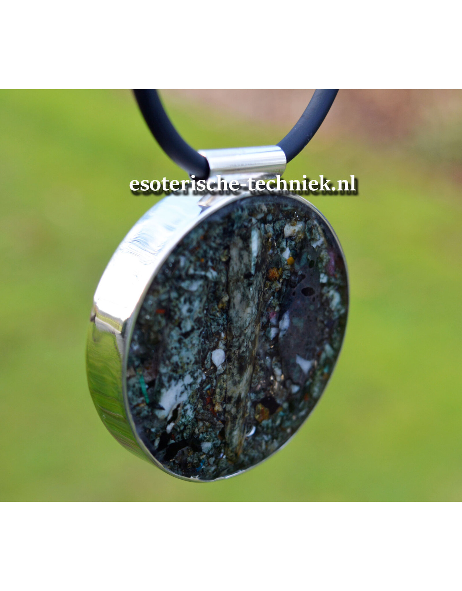 Orgone Orgonite sieraad sterling zilver 925 Amulet/Hanger Preseli Bluestone / Stonehenge steen met Lakelandite VERKOCHT