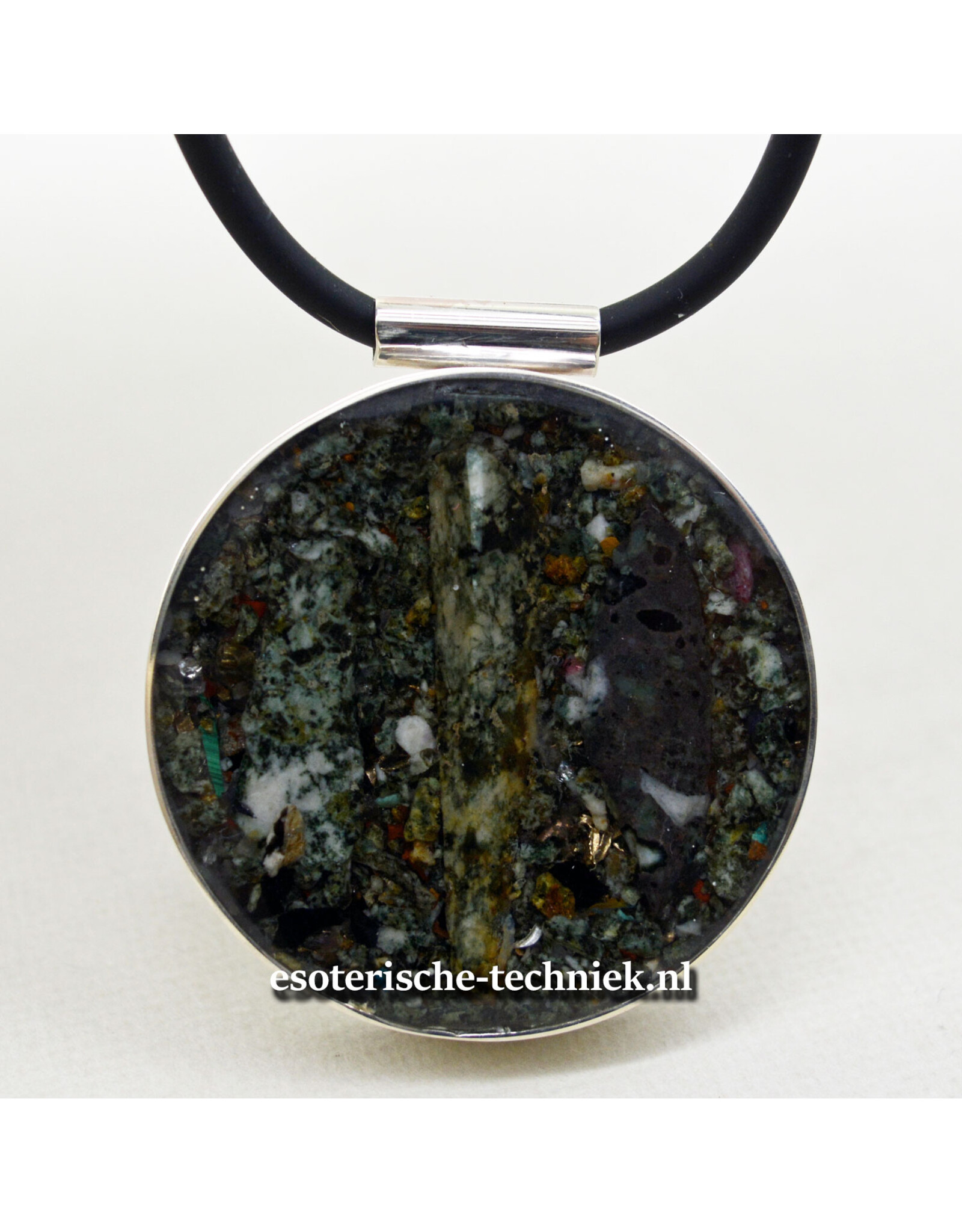 Orgone Orgonite sieraad sterling zilver 925 Amulet/Hanger Preseli Bluestone / Stonehenge steen met Lakelandite VERKOCHT