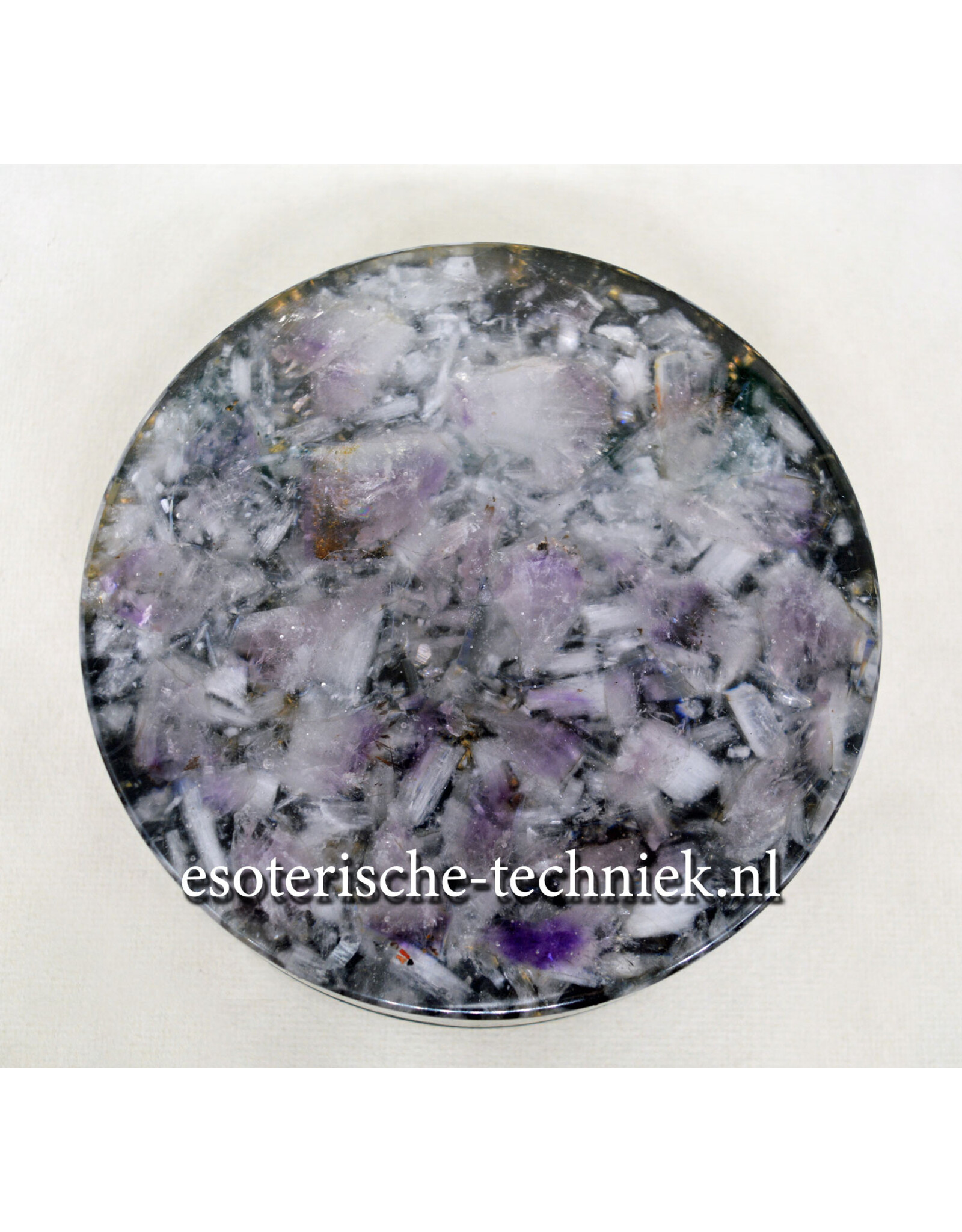 Orgone Orgonite Oplaadschijf Shungite,  Amethist en Seleniet