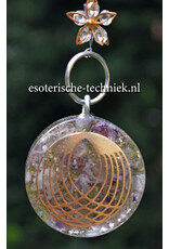 Orgone Orgonite raamhanger Angelwings met Amethist, Seleniet, Peridoot en Shungite