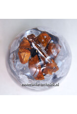 Orgone Orgonite cone met Tijgeroog, Versteend Hout, Tijgerijzer,  Arkansas kristal en Kunziet