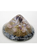 Orgonite cone Amethist, Rozenkwarts, Arkansas kristal en Shungit