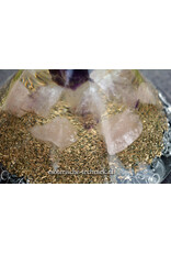 Orgonite cone Amethist, Rozenkwarts, Arkansas kristal en Shungit