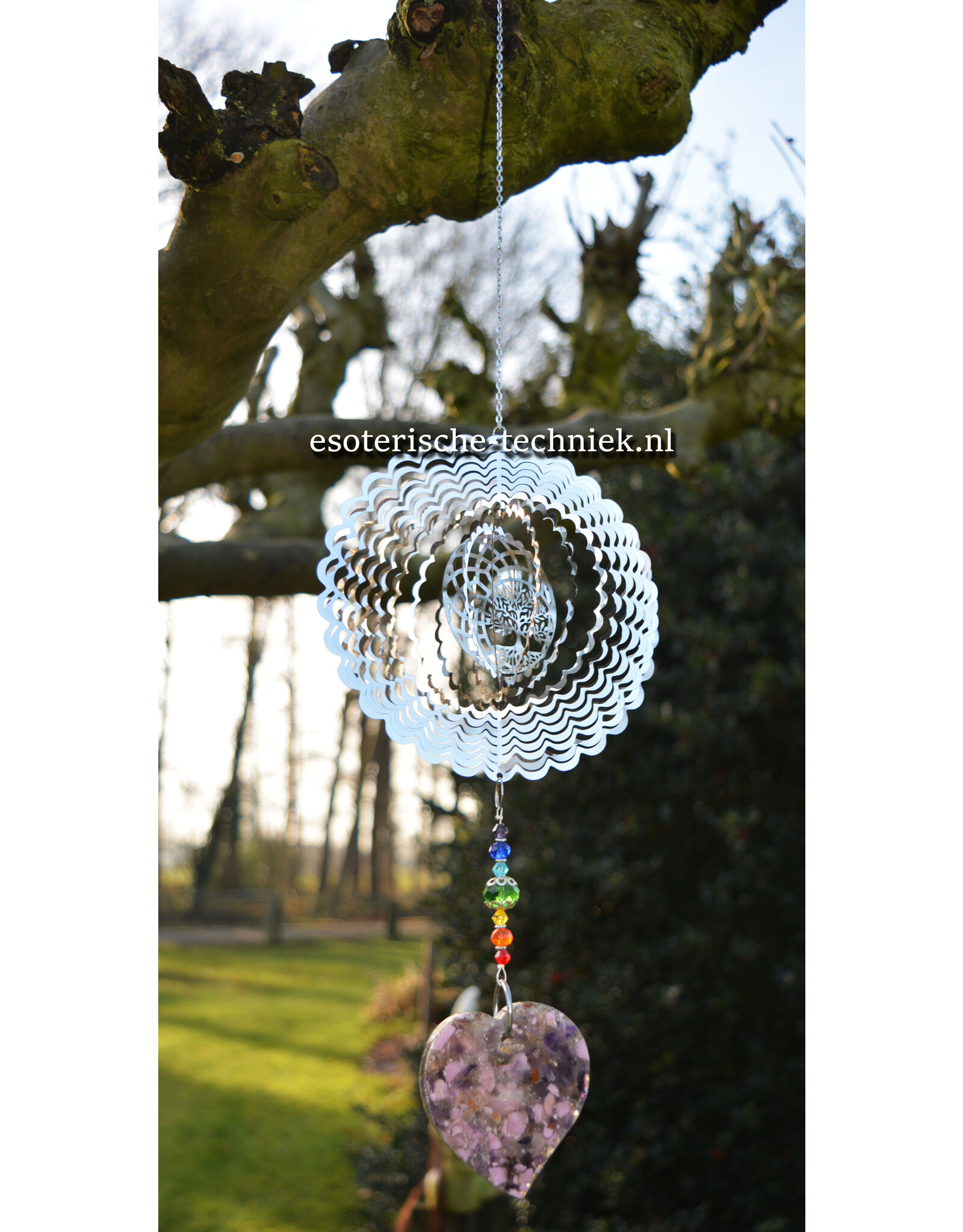 Orgone Orgonite raamhangerTree of Life met Amethist, Fosfosideriet en Shungite