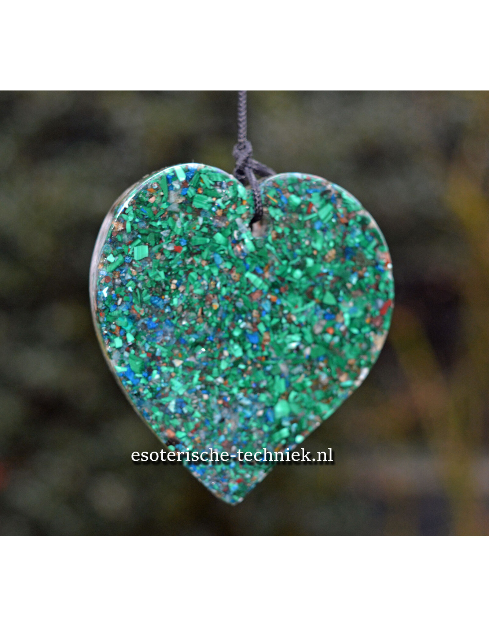 Windorgel mobiel met orgonite hanger  Malachiet, Lapis Lazuli en Shungite