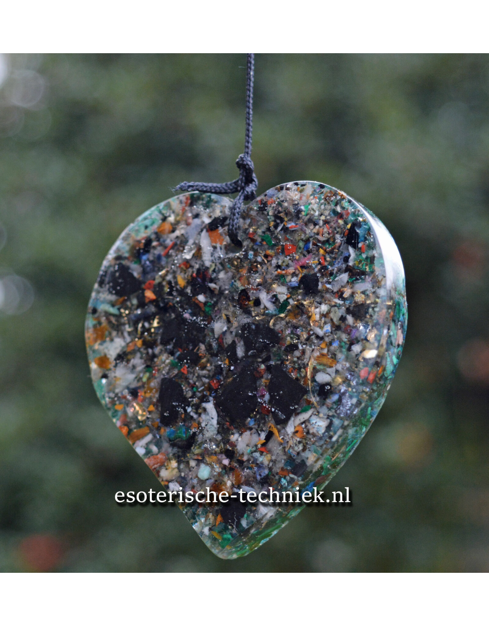 Windorgel mobiel met orgonite hanger  Malachiet, Lapis Lazuli en Shungite