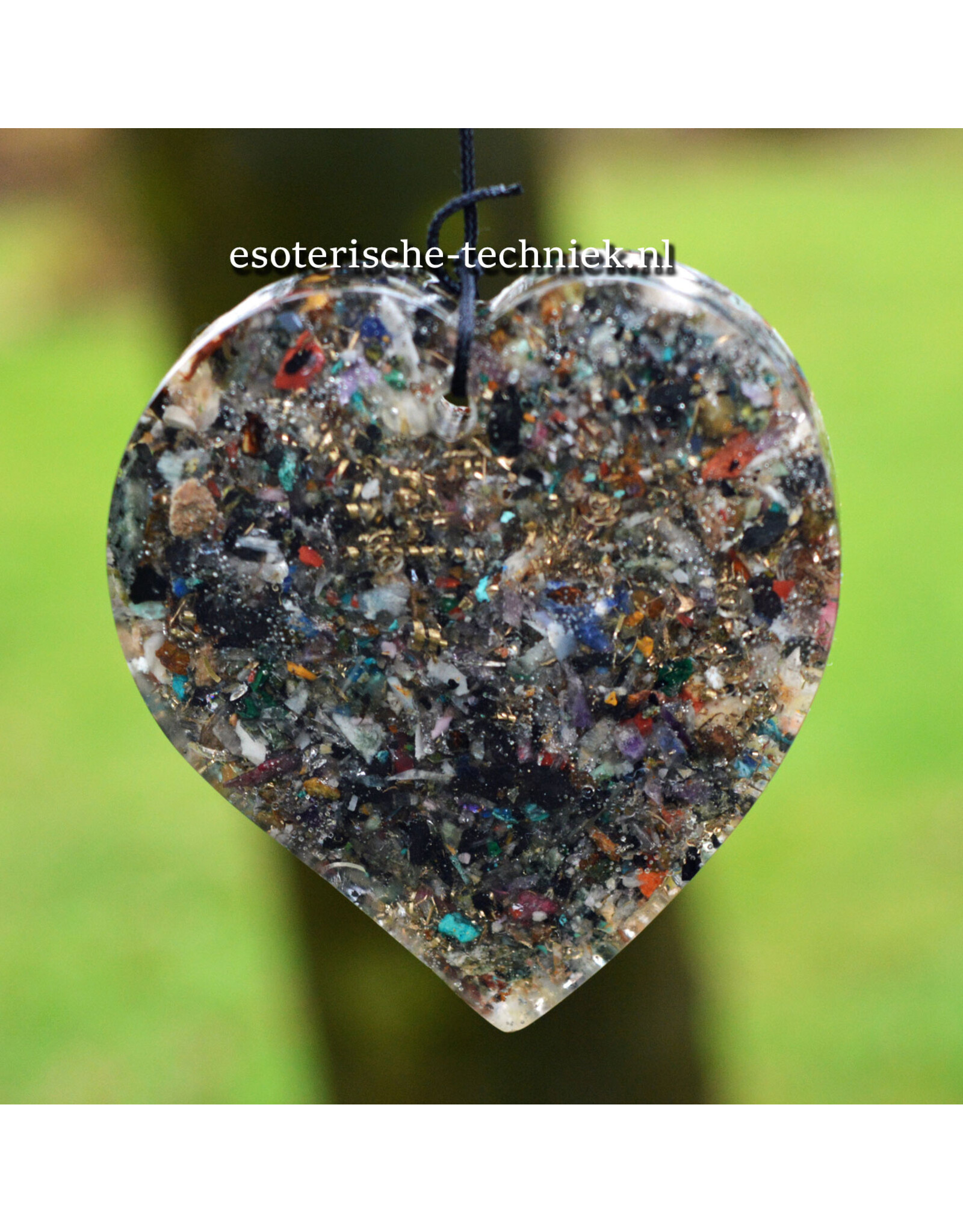 Windorgel met orgonite hanger edelstenen en mineralen mix met shungiet