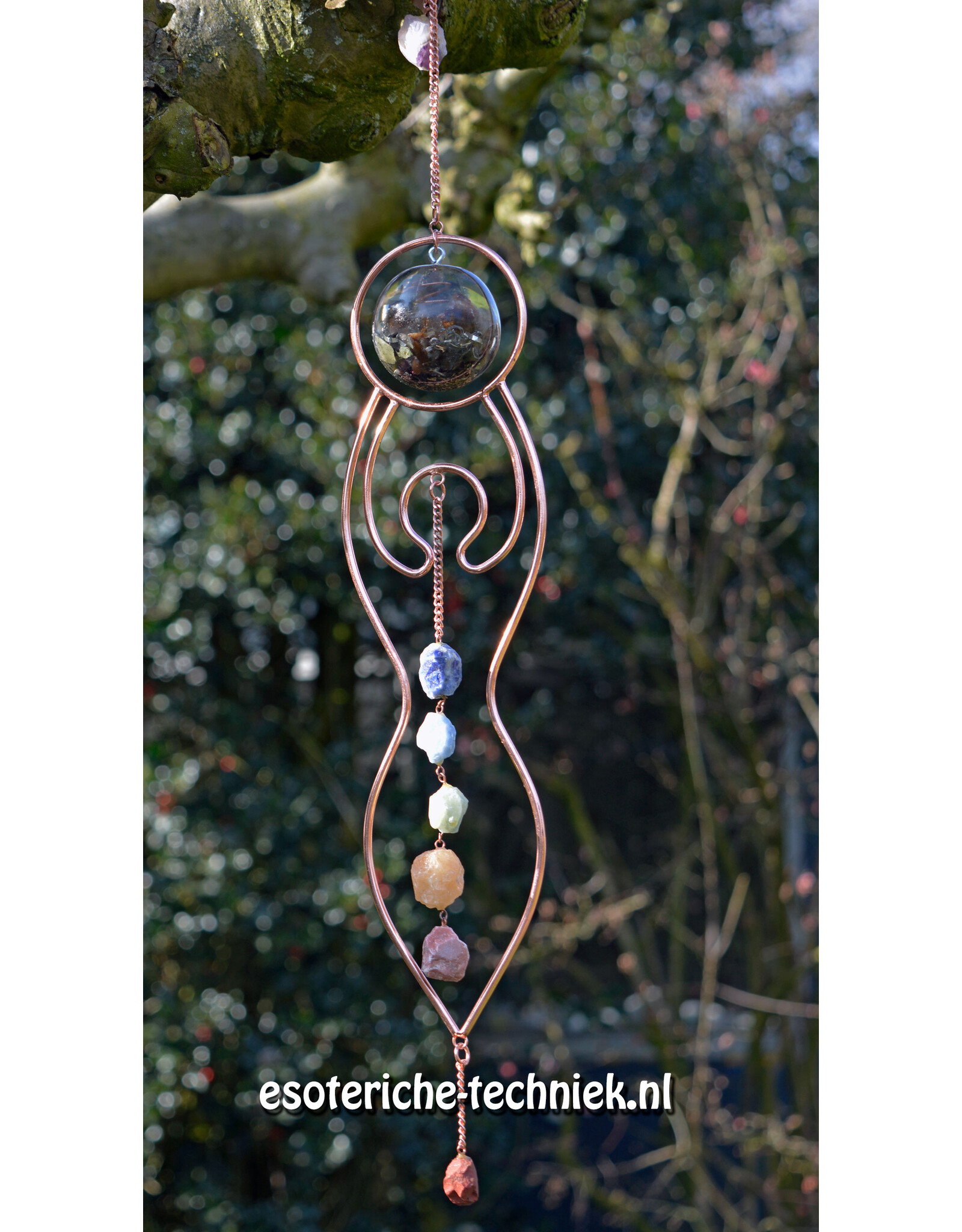 Orgonite Goddess Window Hanger Chakra Stones