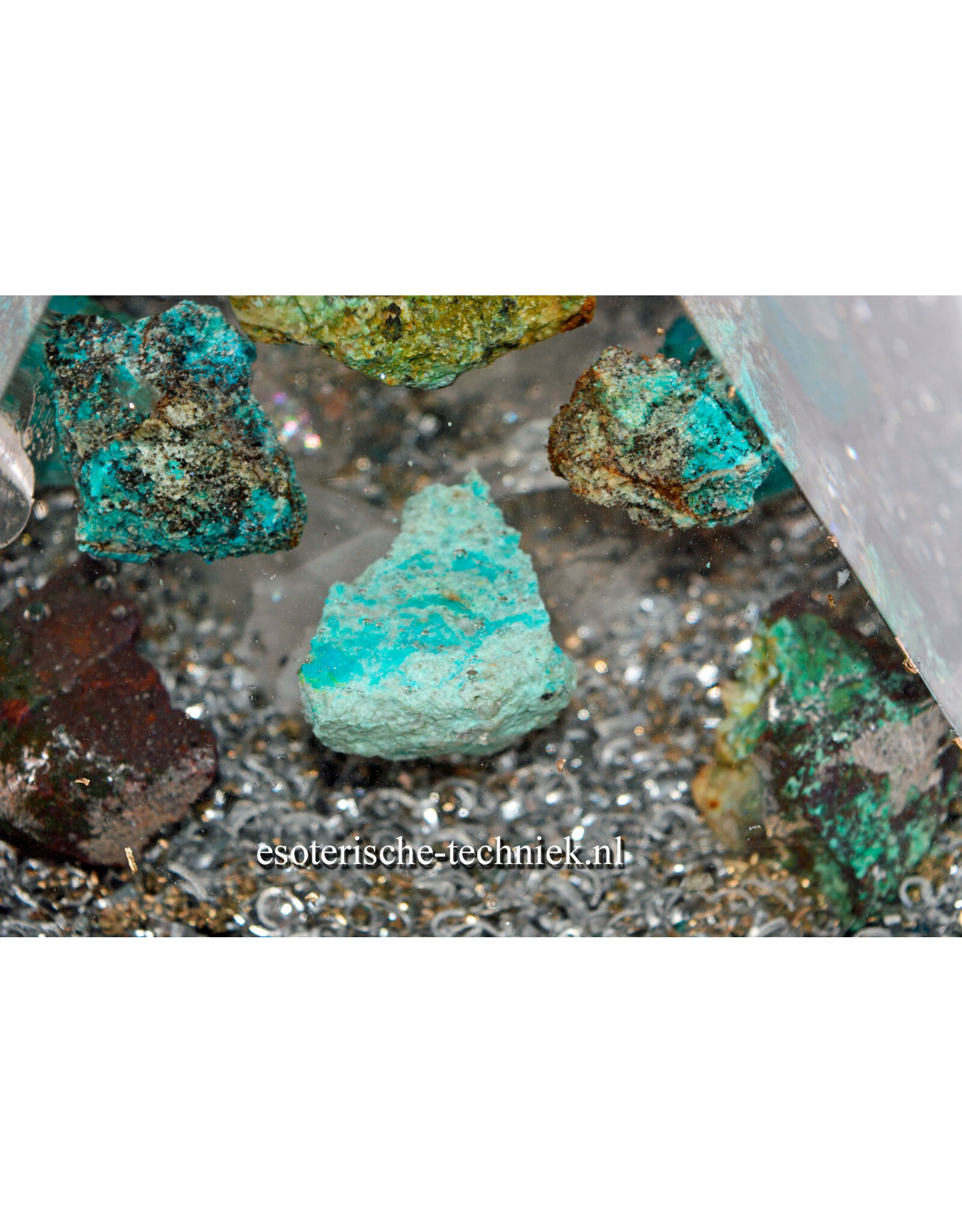 Orgone Orgonite piramide Serpierite, Cupriet, Chrysocolla