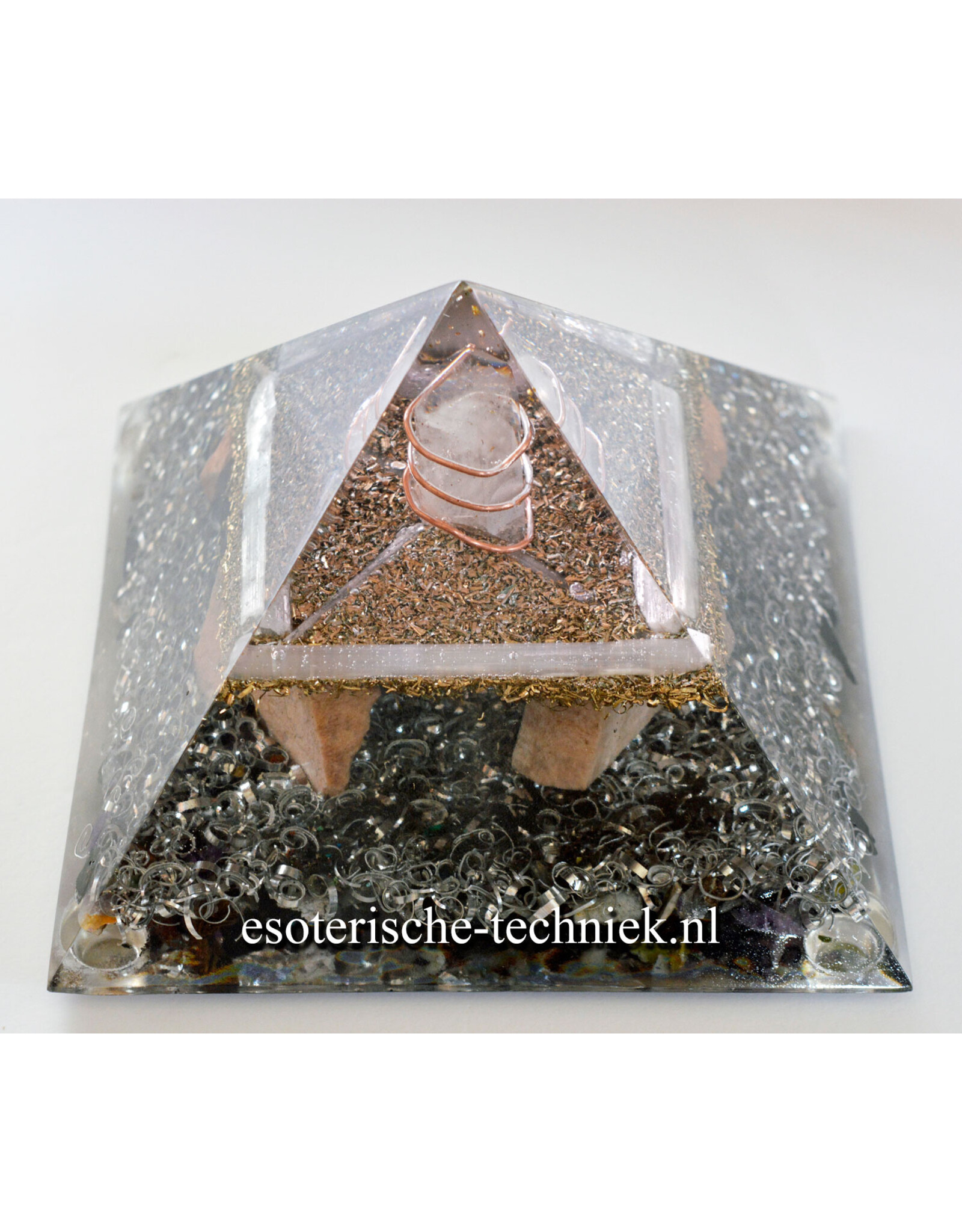 Orgone Orgonite piramide Seleniet, Roze Maansteen en Shungite