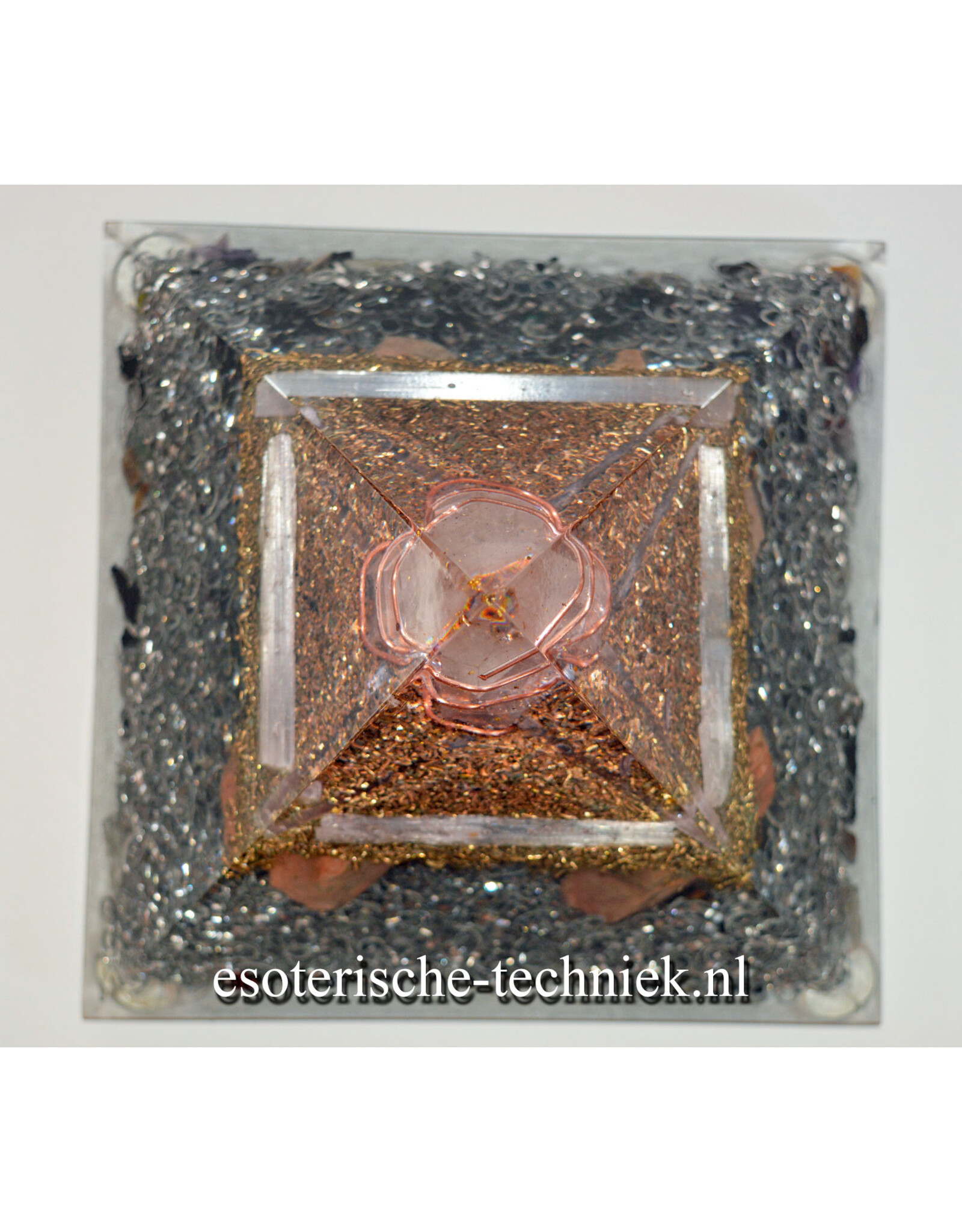 Orgone Orgonite piramide Seleniet, Roze Maansteen en Shungite