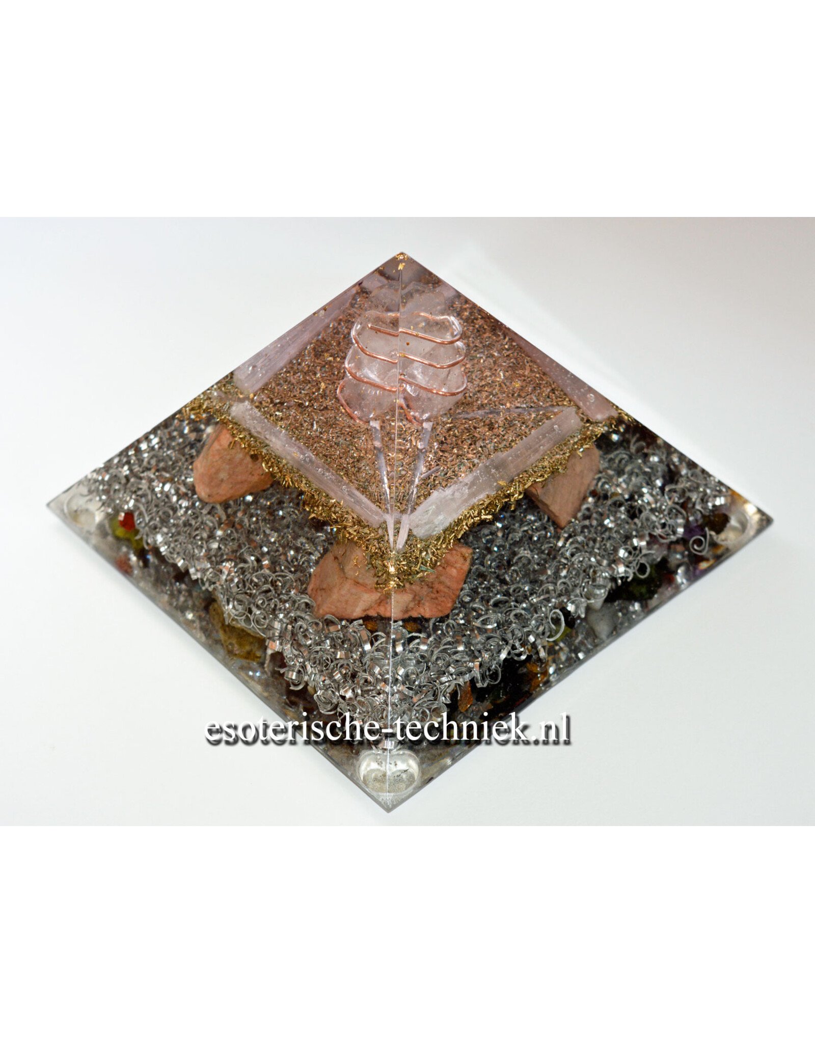 Orgone Orgonite piramide Seleniet, Roze Maansteen en Shungite