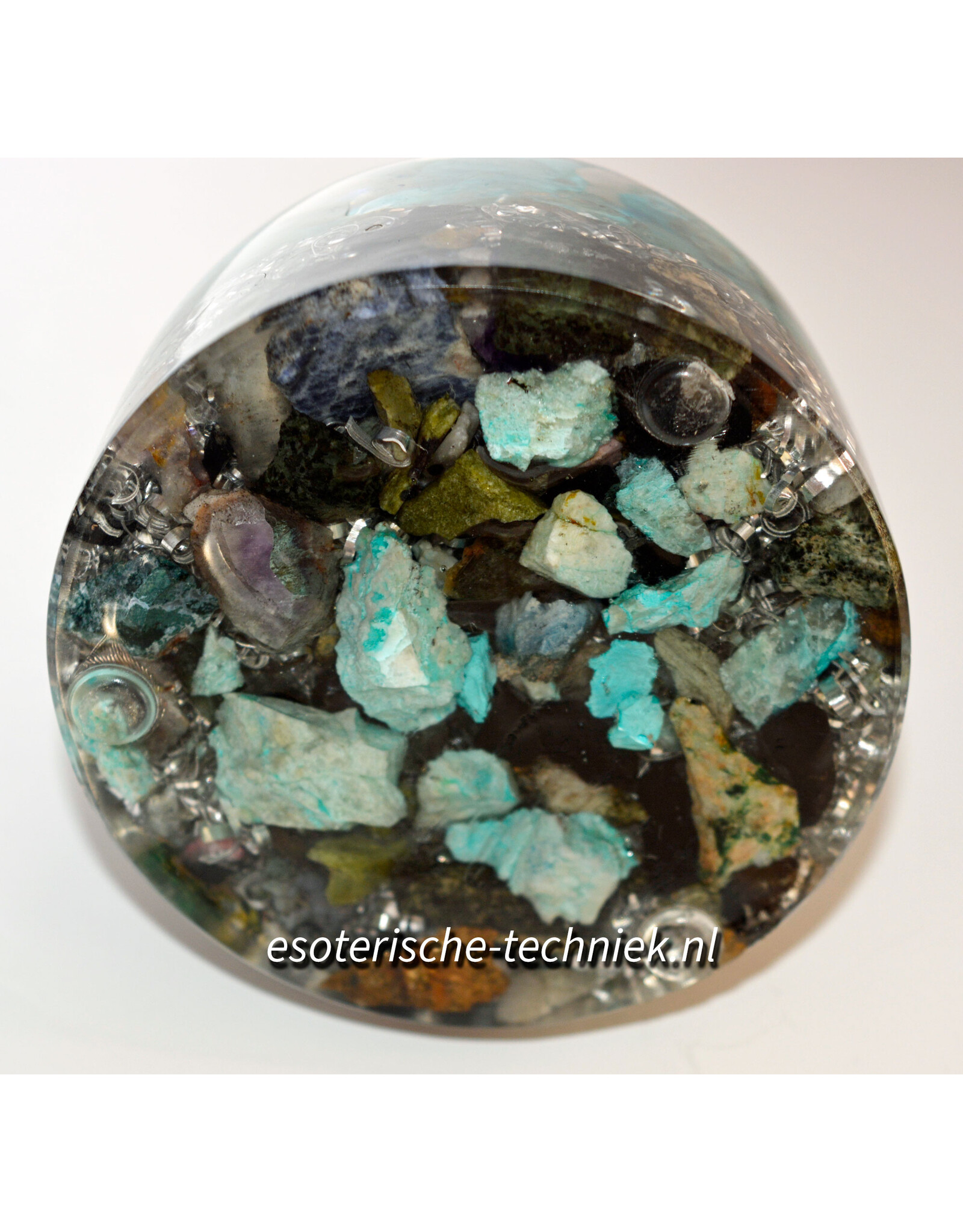 Orgone Orgonite cone met Chrysocolla, Golden Healer en Shungite