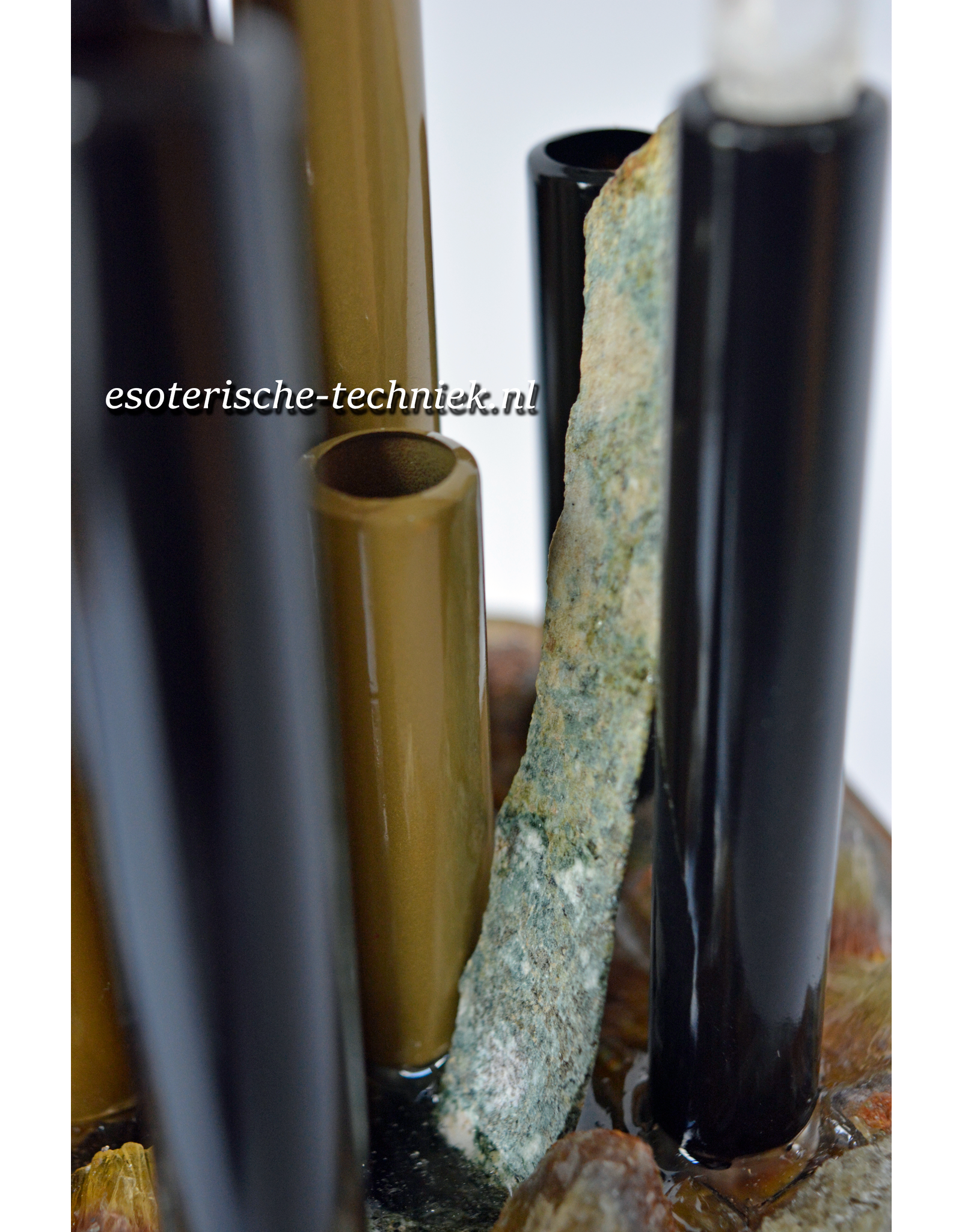 Orgone Chembuster dubbele vortex Preseli Bluestone, Gele Fluoriet, Labradoriet, Bergkristal en Shungite
