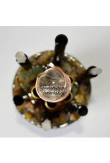 Orgone Chembuster dubbele vortex Preseli Bluestone, Gele Fluoriet, Labradoriet, Bergkristal en Shungite