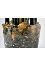 Orgone Chembuster dubbele vortex Preseli Bluestone, Gele Fluoriet, Labradoriet, Bergkristal en Shungite