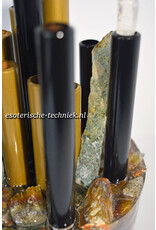 Orgone Chembuster dubbele vortex Preseli Bluestone, Gele Fluoriet, Labradoriet, Bergkristal en Shungite