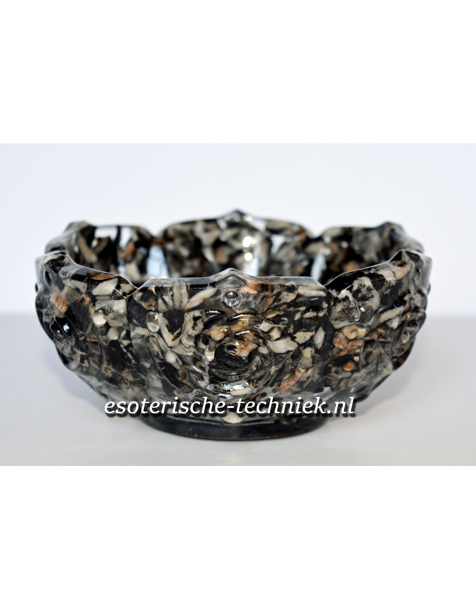 Orgonite Lotus Bowl with Pinolite, Shungite and Arkansas Crystal