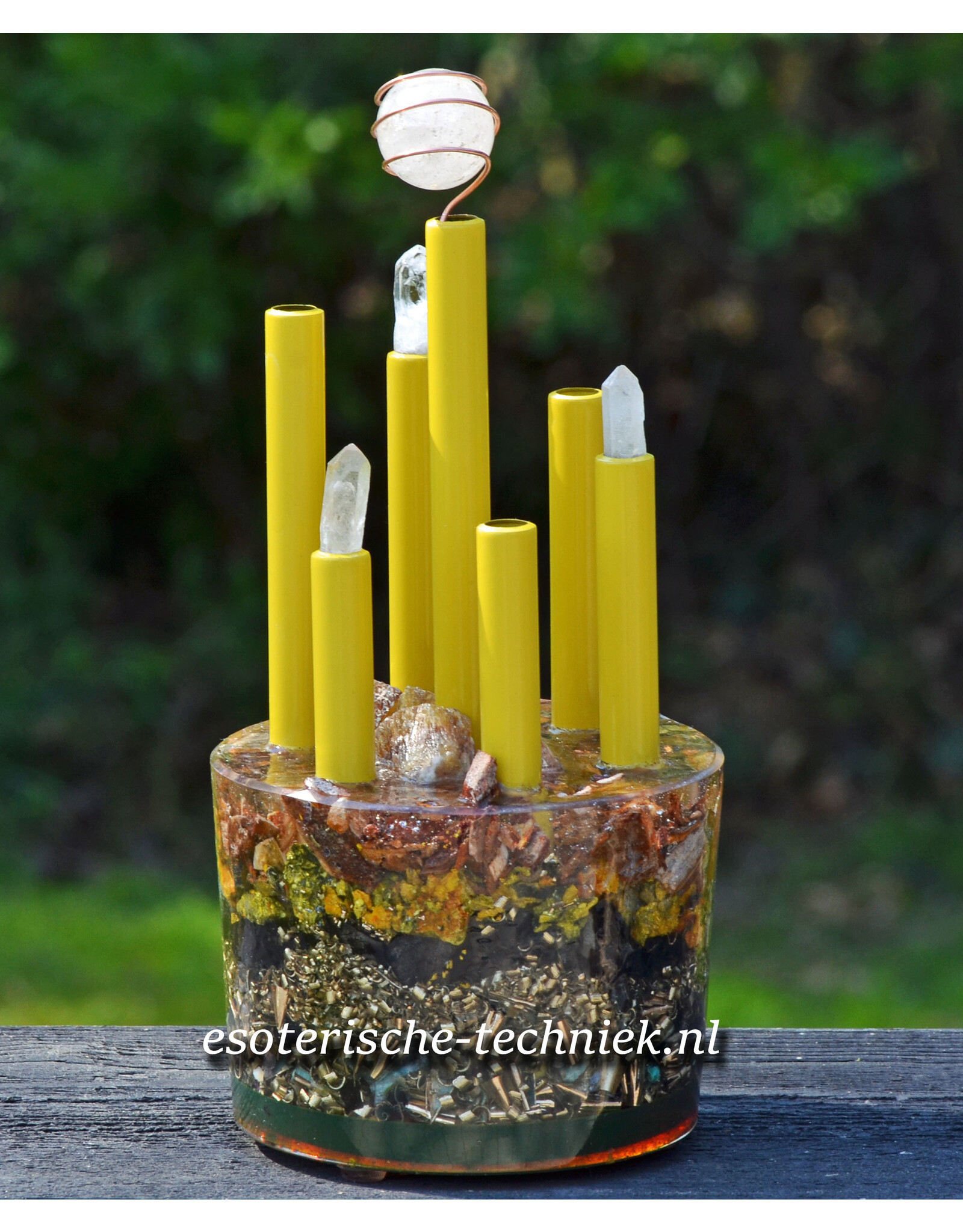 Orgone Chembuster Print Stone (Australië), Orpiment en Shungite
