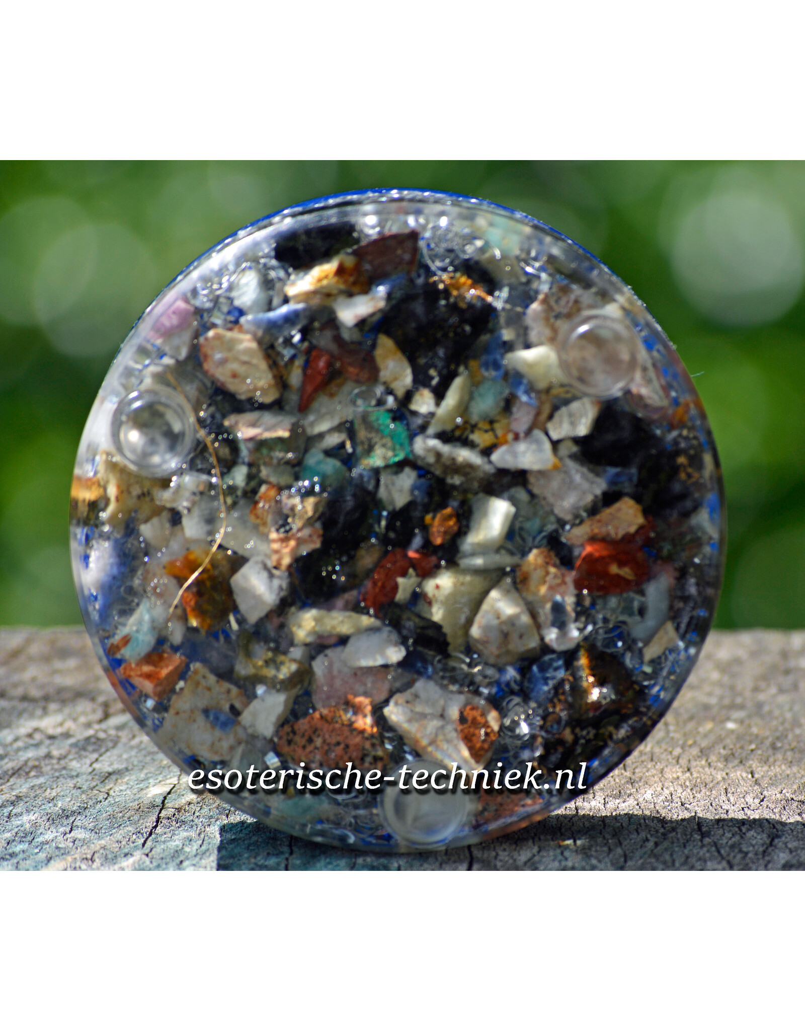 Orgonite orgon Oplaadschijf Shungite met de geometrie Levensbloem
