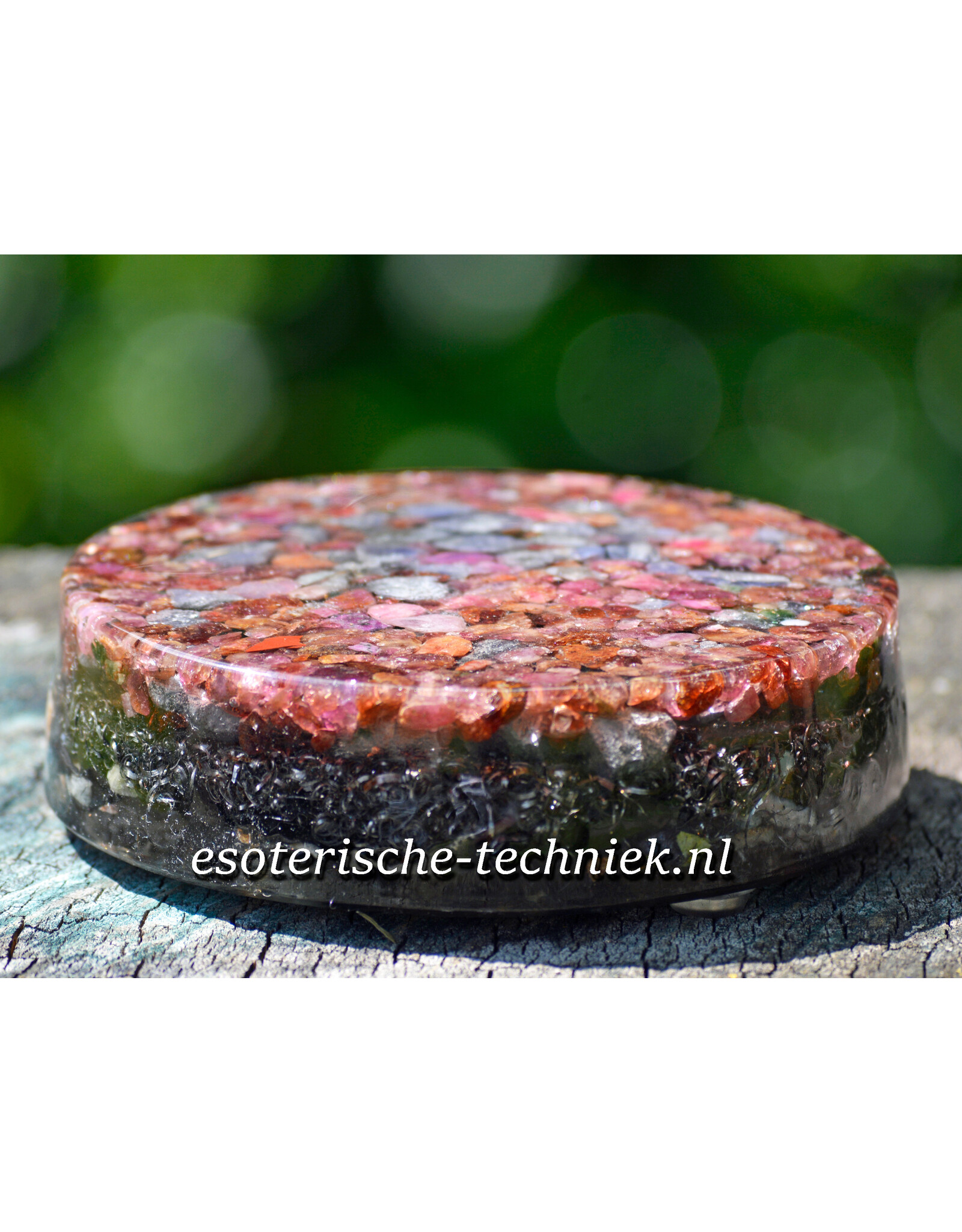 Orgonite Charging Disc Energy Plate with Tanzanite, Spinel, Pink Tourmaline and Shungite