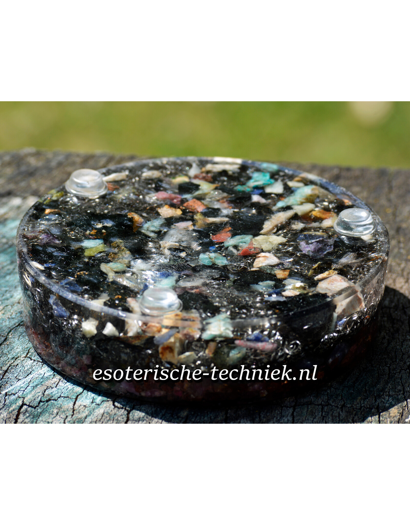 Orgonite Charging Disc Energy Plate with Tanzanite, Spinel, Pink Tourmaline and Shungite