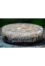 Orgonite Oplaadschijf met Perzik Seleniet, Shungite