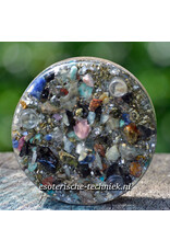 Orgonite Oplaadschijf met Perzik Seleniet, Shungite