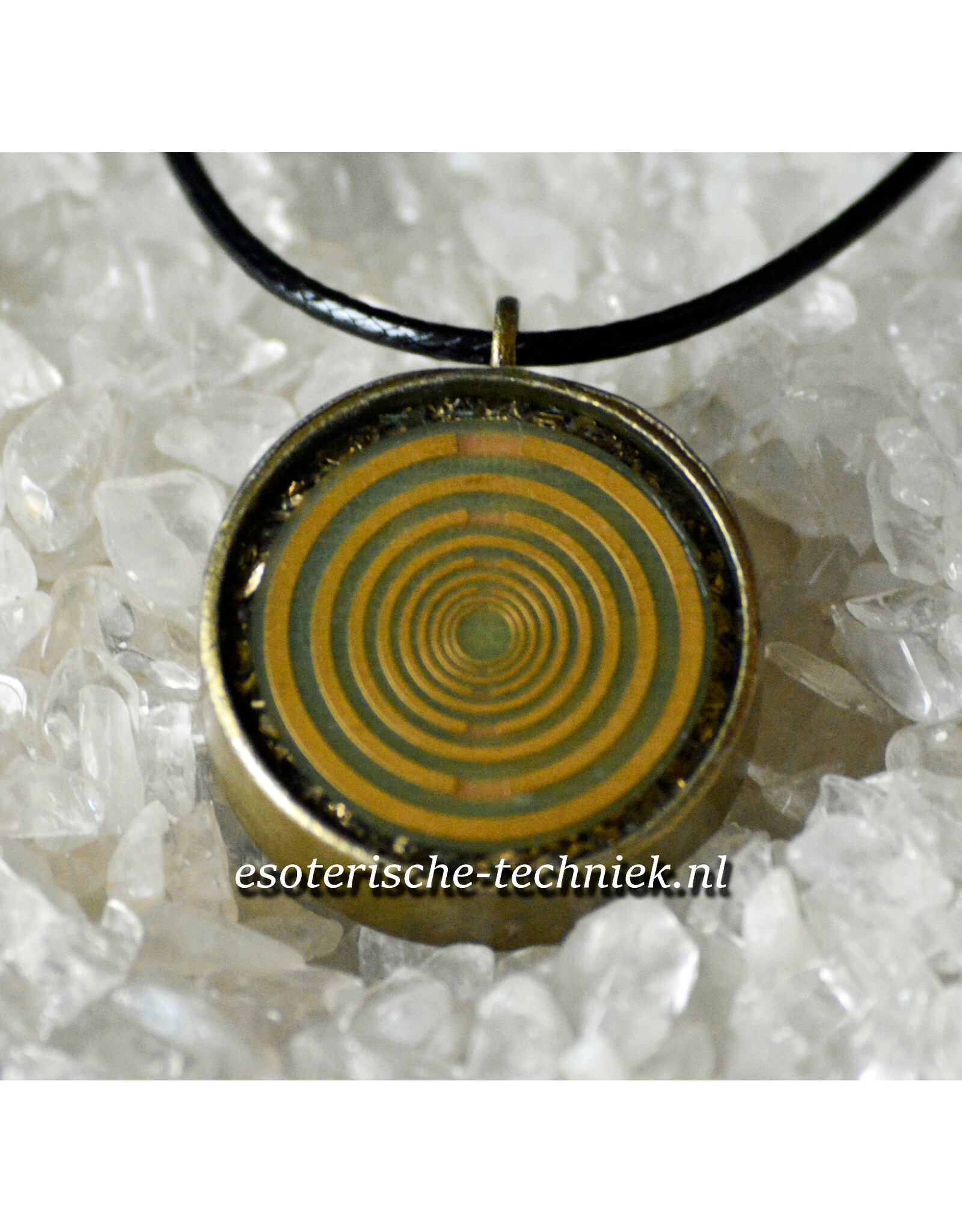 Orgone orgonite 24k vergulde MWO hanger met diverse kristallen en mineralen